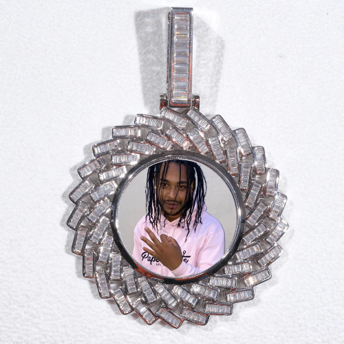 Large 3D Baguette Custom Picture Pendant