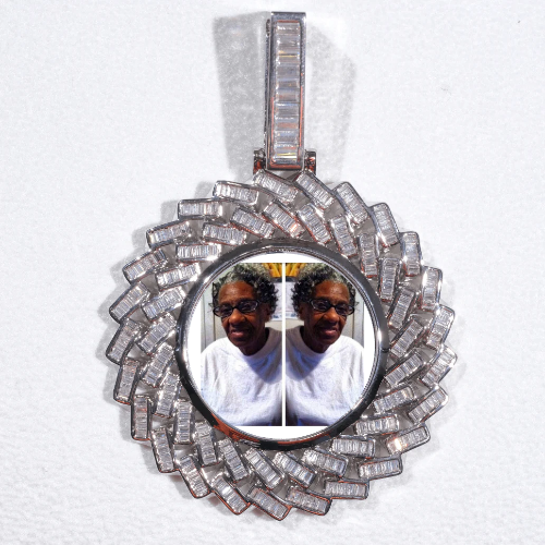 Large 3D Baguette Custom Picture Pendant