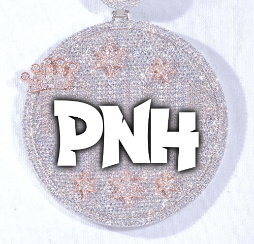 CUSTOM LETTER NECKLACE 3D BIG CROWN DISC