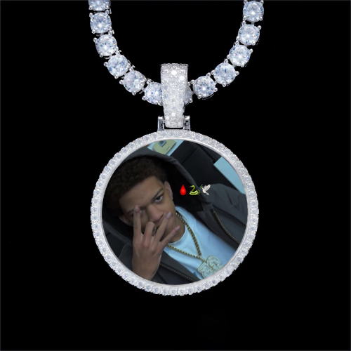 925S & VVS Moissanite 3D Circle Custom Picture Pendant