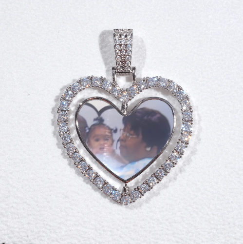 3D Spinning 2-Faced Heart Custom Picture Pendant