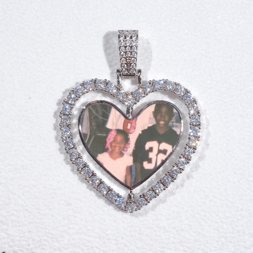 3D Spinning 2-Faced Heart Custom Picture Pendant