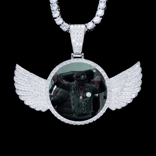 925S & VVS Moissanite 3D Wing Custom Picture Pendant