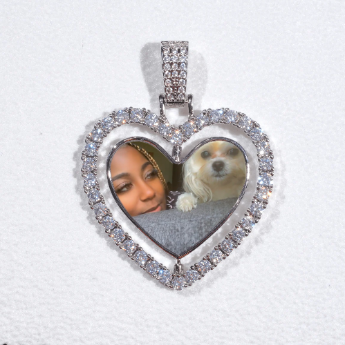3D Spinning 2-Faced Heart Custom Picture Pendant