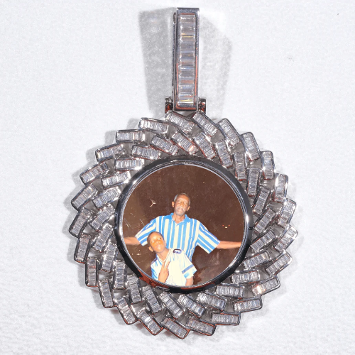 Large 3D Baguette Custom Picture Pendant
