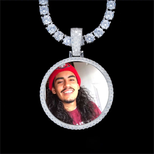 925S & VVS Moissanite 3D Circle Custom Picture Pendant