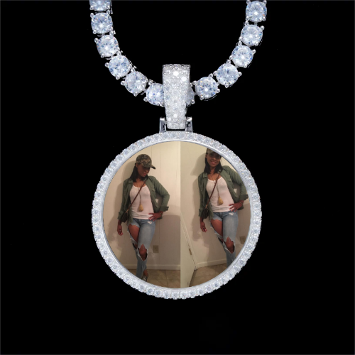 925S & VVS Moissanite 3D Circle Custom Picture Pendant