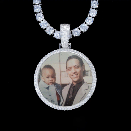 925S & VVS Moissanite 3D Circle Custom Picture Pendant
