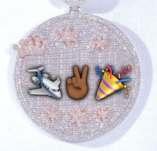 CUSTOM LETTER NECKLACE 3D BIG CROWN DISC