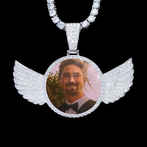 925S & VVS Moissanite 3D Wing Custom Picture Pendant