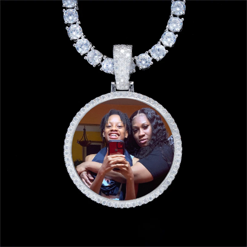 925S & VVS Moissanite 3D Circle Custom Picture Pendant