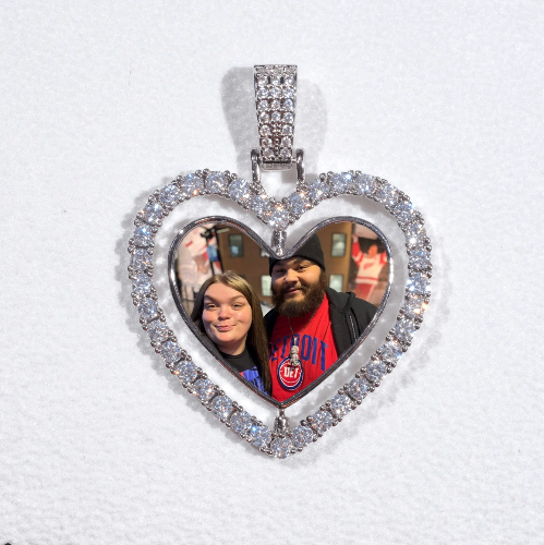 3D Spinning 2-Faced Heart Custom Picture Pendant