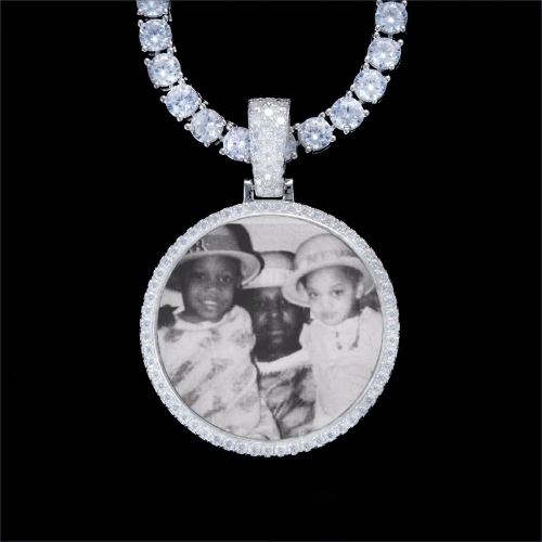 925S & VVS Moissanite 3D Circle Custom Picture Pendant
