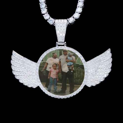 925S & VVS Moissanite 3D Wing Custom Picture Pendant