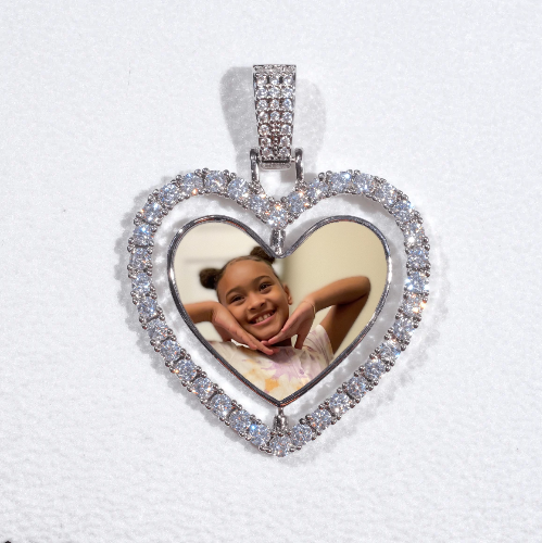 3D Spinning 2-Faced Heart Custom Picture Pendant