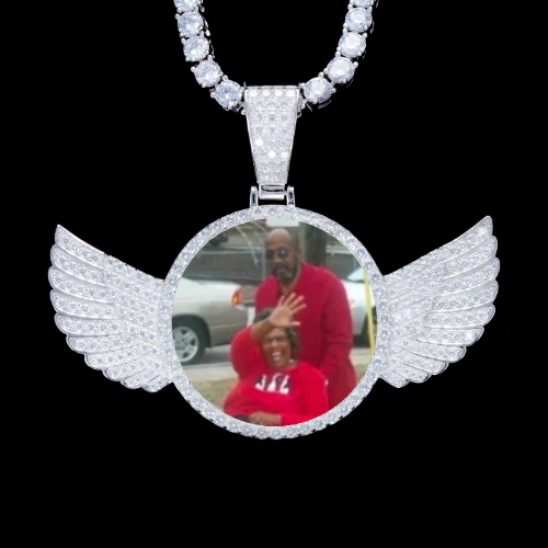 925S & VVS Moissanite 3D Wing Custom Picture Pendant