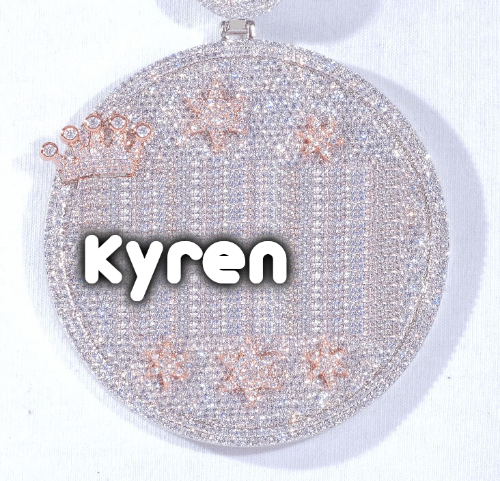 CUSTOM LETTER NECKLACE 3D BIG CROWN DISC