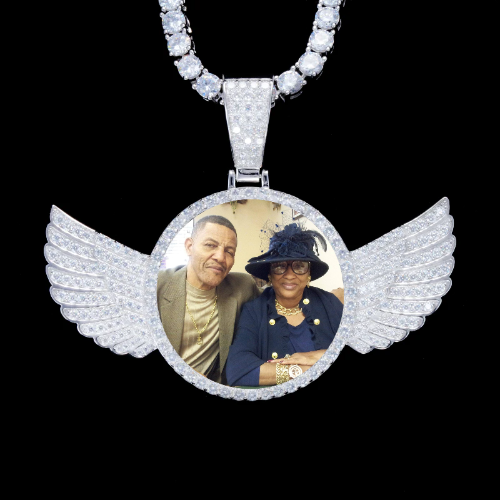 925S & VVS Moissanite 3D Wing Custom Picture Pendant