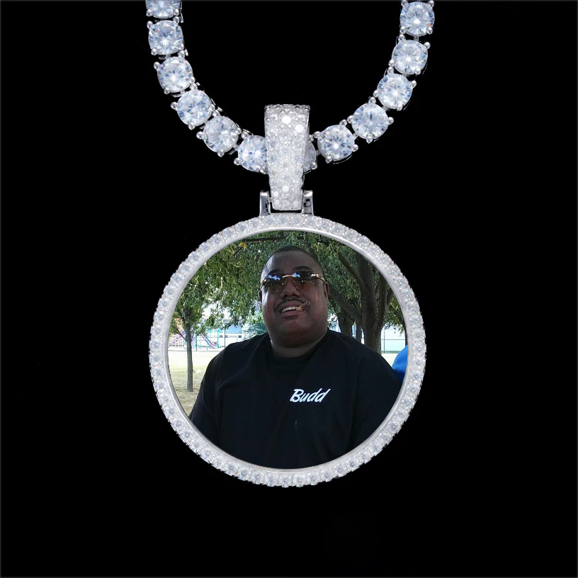 925S & VVS Moissanite 3D Circle Custom Picture Pendant