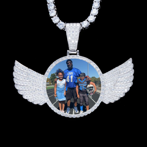 925S & VVS Moissanite 3D Wing Custom Picture Pendant