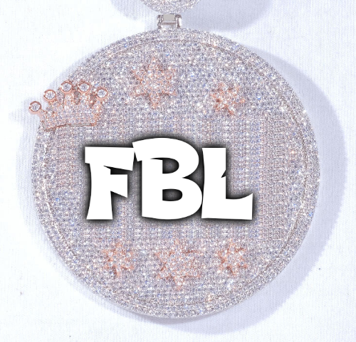 CUSTOM LETTER NECKLACE 3D BIG CROWN DISC