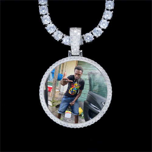 925S & VVS Moissanite 3D Circle Custom Picture Pendant
