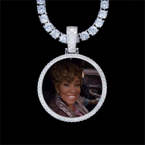 925S & VVS Moissanite 3D Circle Custom Picture Pendant