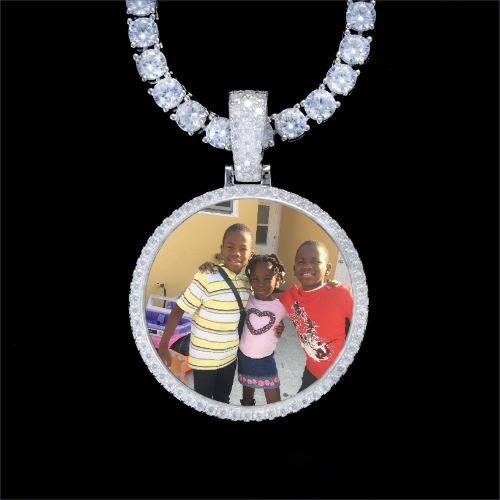 925S & VVS Moissanite 3D Circle Custom Picture Pendant