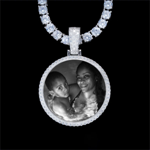 925S & VVS Moissanite 3D Circle Custom Picture Pendant