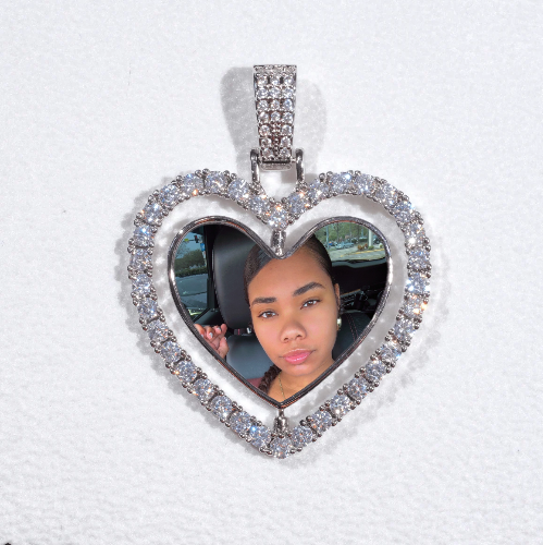 3D Spinning 2-Faced Heart Custom Picture Pendant