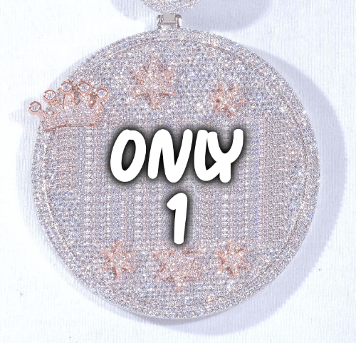 CUSTOM LETTER NECKLACE 3D BIG CROWN DISC