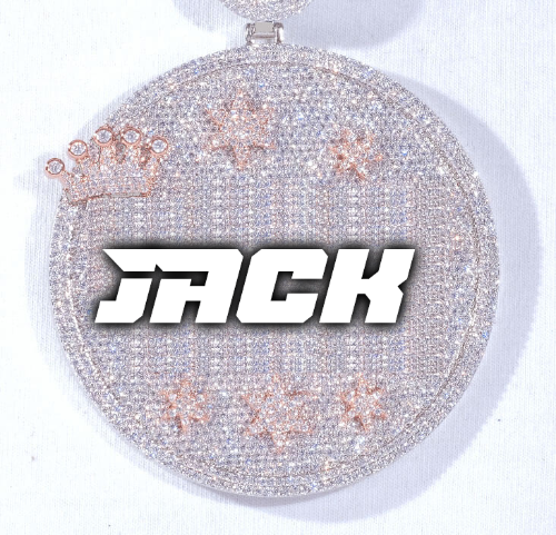 CUSTOM LETTER NECKLACE 3D BIG CROWN DISC