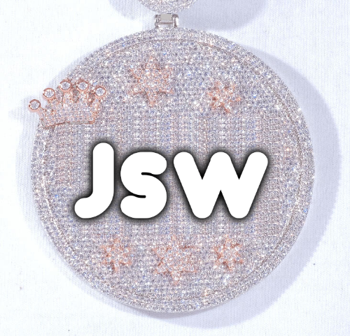 CUSTOM LETTER NECKLACE 3D BIG CROWN DISC