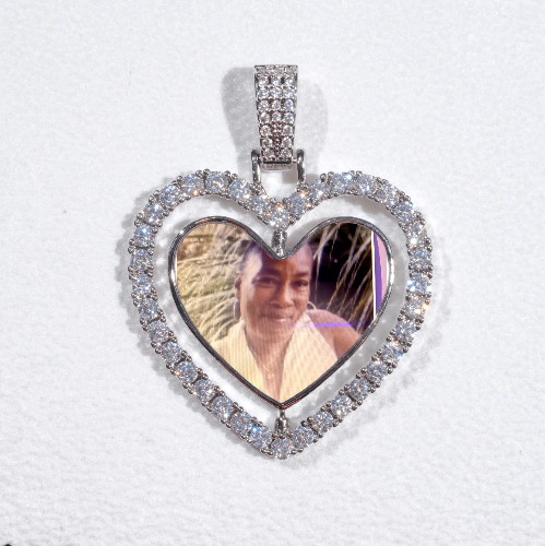 3D Spinning 2-Faced Heart Custom Picture Pendant