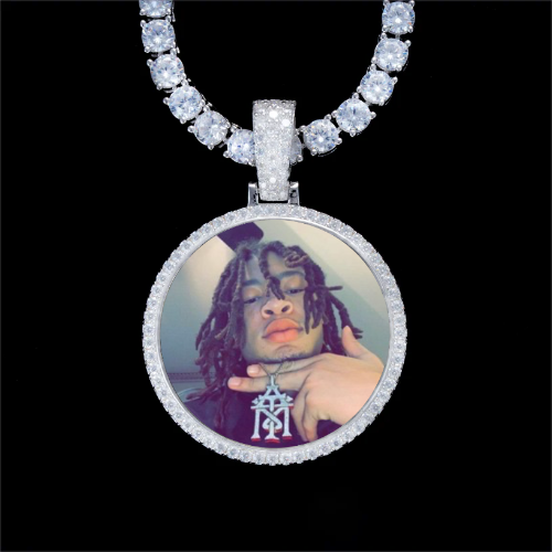 925S & VVS Moissanite 3D Circle Custom Picture Pendant