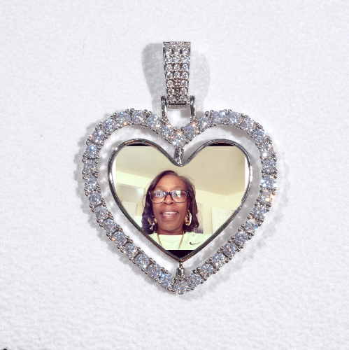 3D Spinning 2-Faced Heart Custom Picture Pendant