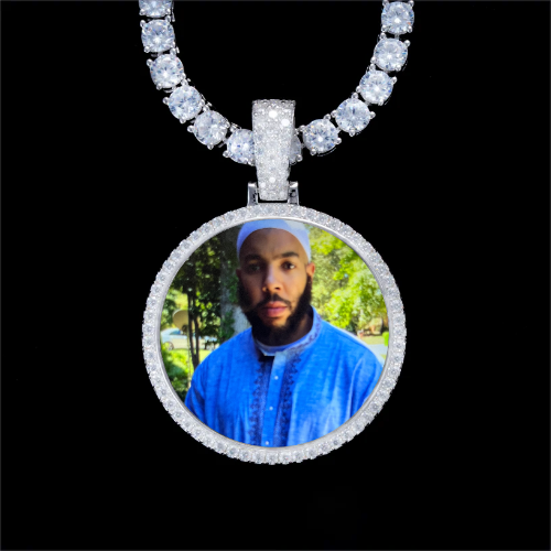 925S & VVS Moissanite 3D Circle Custom Picture Pendant