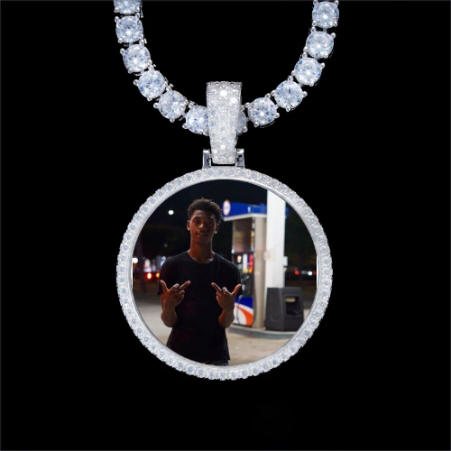 925S & VVS Moissanite 3D Circle Custom Picture Pendant