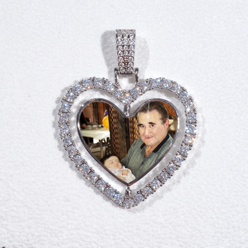 3D Spinning 2-Faced Heart Custom Picture Pendant