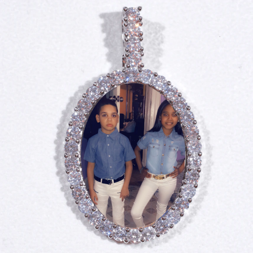 Large 3D Oval Custom Picture Pendant