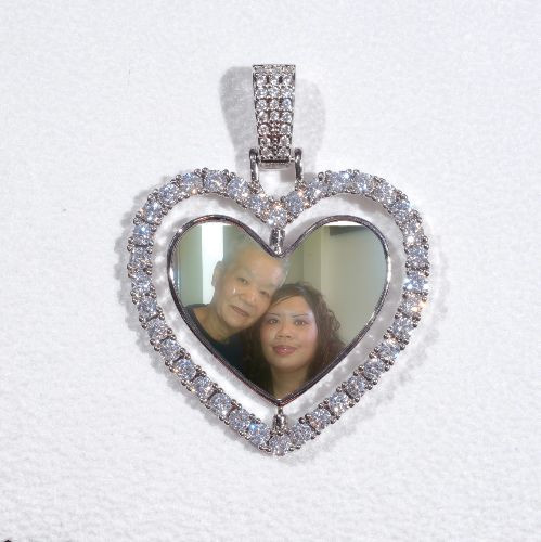 3D Spinning 2-Faced Heart Custom Picture Pendant