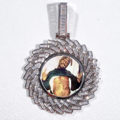 Large 3D Baguette Custom Picture Pendant