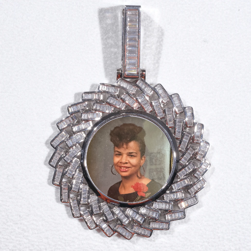 Large 3D Baguette Custom Picture Pendant