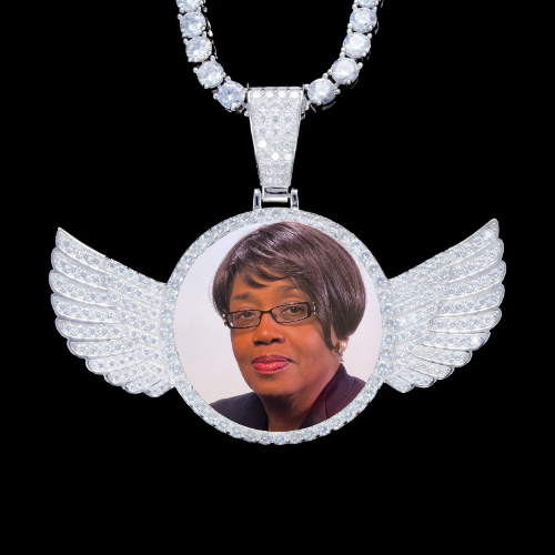 925S & VVS Moissanite 3D Wing Custom Picture Pendant