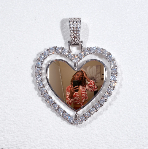 3D Spinning 2-Faced Heart Custom Picture Pendant
