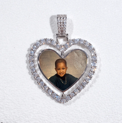 3D Spinning 2-Faced Heart Custom Picture Pendant