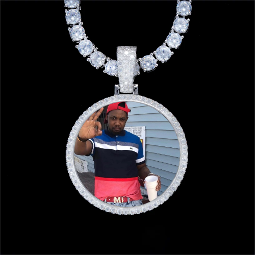 925S & VVS Moissanite 3D Circle Custom Picture Pendant