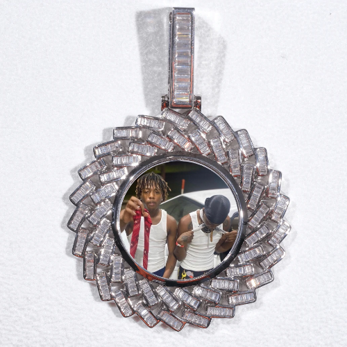 Large 3D Baguette Custom Picture Pendant