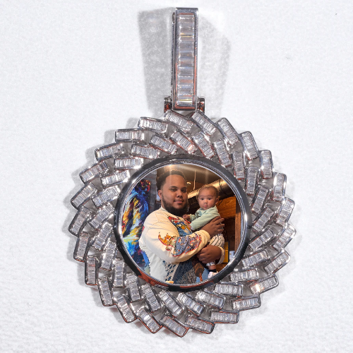 Large 3D Baguette Custom Picture Pendant