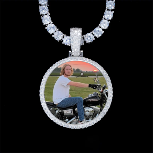 925S & VVS Moissanite 3D Circle Custom Picture Pendant